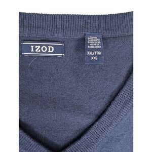 Izod Men's V-Neck Sweater Navy Blue Solid Classic Cotton Blend Size XXL‎ Preppy